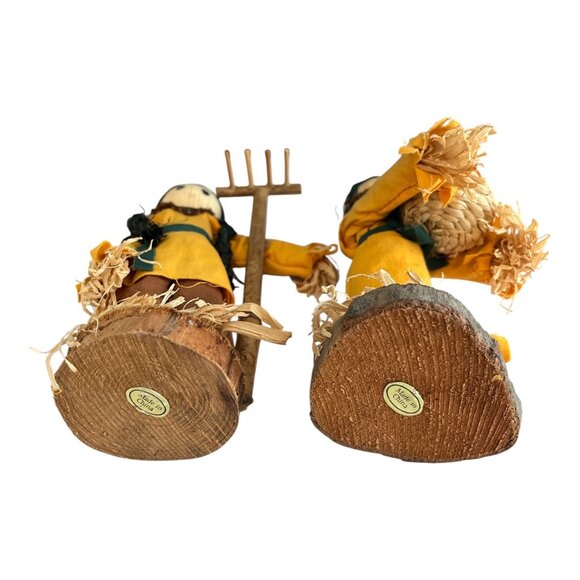 Rustic Corn Husk Farmer Dolls with Wooden Base – 7x2 – Made in China – Harvest T - Picture 3 of 4